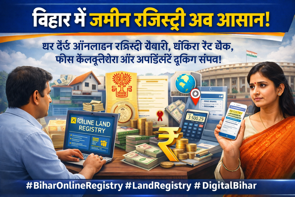 बिहार में घर बैठे जमीन रजिस्ट्री कैसे करें? जानिए Bihar Online Registry Process, जरूरी दस्तावेज़ ?